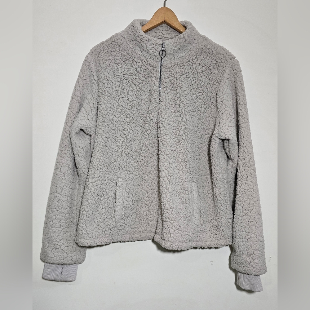 Torrid Gray Teddy Jacket with Stand-Up Collar